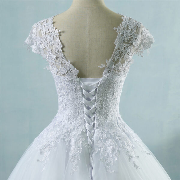 T2- Lace Korte Cap Mouw Trouwjurk/ Vintage Bruidsjurk - Image 3