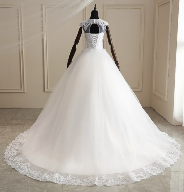 Elegante Trouwjurk Kapmouwtjes Stijl Kant Applicaties Bruidsjurk
