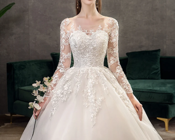 T25- Elegant Kant Prinses sweetheart Trouwjurk